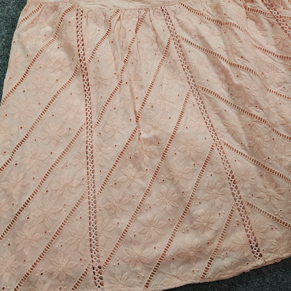 Loft Woman’s Lace Floral Embroidered Lined Cotton Skirt Light Pink Size 18 New - Picture 2 of 6